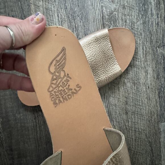 Ancient Greek Sandals Taygete Flat Sandals Gold Leather Boho Size 41 - Picture 4 of 5